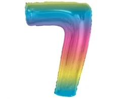 GoDan Foil balionas numeris 7, vaivorykštė Smart, 92 cm