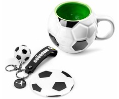 Futbolo rinkinys - puodelis, padėkliukas ir raktų pakabukas