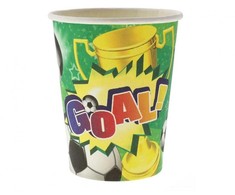 Futbolo vartų popieriniai puodeliai, 6 vnt., 270 ml