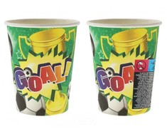 Futbolo vartų popieriniai puodeliai, 6 vnt., 270 ml