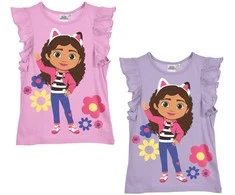 Gabby's Dollhouse Flowers vaikiška palaidinė trumpomis rankovėmis, 3-8 metų