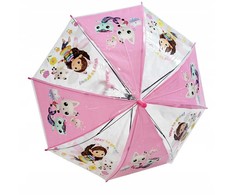 Gabby's Dollhouse Fly vaikiškas pusiau automatinis permatomas skėtis √ò74 cm