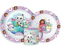 Gabby's Dollhouse Kitty Magic vakarienės rinkinys, mikroplastiko su puodeliu 265 ml