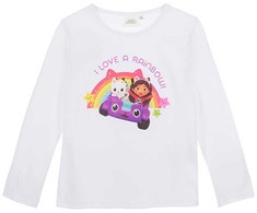Gabby's Dollhouse Rainbow Baltas vaikiška palaidinė ilgomis rankovėmis, 3 metai / 98 cm