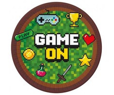 „Gamer Game On Play“ popierinės lėkštės, 6 vnt., 23 cm
