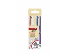 Uni-ball Signo Gel Ink Penne 4stk ( Met. Rožinė - Hvid - Met. Blå - Met. Violet)) UM-153 broad 1,0mm streg