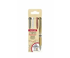 Uni-ball Signo Gel Ink Penne 4stk ( sølv, hvid, bronze, guld) UM-153 broad 1,0mm streg