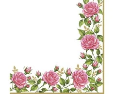 Gėlių rėmelis su sodo rožėmis, servetėlės, 20 vnt., 33x33 cm