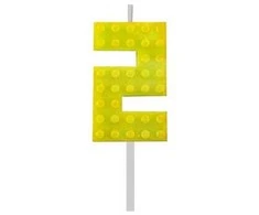 Geltoni blokeliai, statybinis blokelis, numeris 2, geltona žvakė tortui
