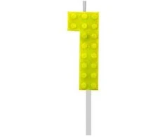 Geltoni blokeliai, statybinis blokelis, numeris 1, geltona gimtadienio žvakė