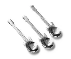 Gitaros metaliniai arbatos šaukšteliai, 3 vnt., SIDABRINGI