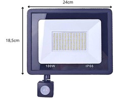 Halogeninis LED prožektorius 100 W 6000 K su sutemų ir aušros jutikliu, IP66