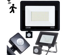 LED Prožektorius su Judesio ir Prieblandos Jutikliais 100W 6000K IP66