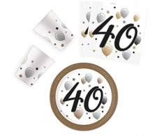 „Happy Birthday Milestone“ gimtadienio šventės rinkinys, 36 vnt., su 23 cm lėkšte