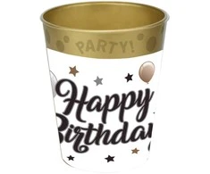 „Happy Birthday Milestone“ „Happy Birthday“ mikro plastiko puodelis, 250 ml
