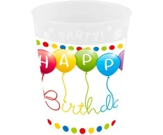 „Happy Birthday Streamer“ „Happy Birthday“ mikro plastiko puodelis, 250 ml