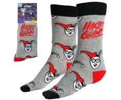 Harley Quinn pilkos suaugusiųjų ilgos kojinės 36/43