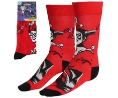 Harley Quinn raudonos suaugusiųjų ilgos kojinės 36/43