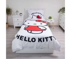 Hello Kitty baltas patalynės užvalkalas 140–200 cm, 70–90 cm