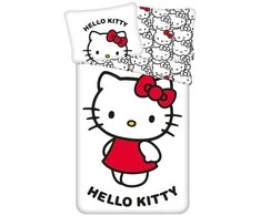 Hello Kitty baltas patalynės užvalkalas 140–200 cm, 70–90 cm
