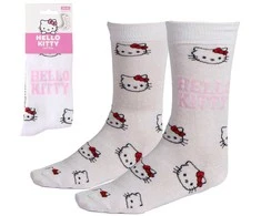 Hello Kitty baltos suaugusiųjų ilgos kojinės 36/43