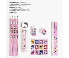 Hello Kitty Friends rožinis kanceliarinių prekių rinkinys