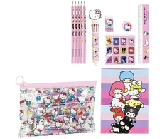 Hello Kitty Friends rožinis kanceliarinių prekių rinkinys
