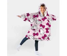 Hello Kitty kaspinėlio formos užsimaunama pliušinė poliarinė antklodė, pončas 7-14 metų