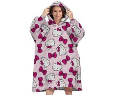 Hello Kitty kaspinėlis suaugusiems, nešiojamas pliušinis poliarinis pledas, pončas