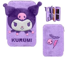 Hello Kitty Kuromi pūkuotas pieštukų dėklas, 2 skyrių