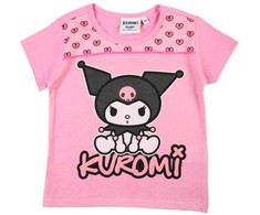 Hello Kitty Kuromi rožiniai vaikiški trumpi marškinėliai, 8 metų