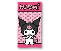Hello Kitty Kuromi rožinis vonios rankšluostis, paplūdimio rankšluostis 70x140cm (greitai džiūstantis)