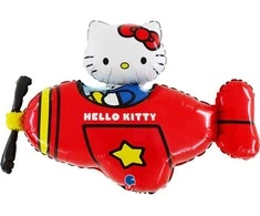 Hello Kitty lėktuvas raudonas folijos balionas 76 cm