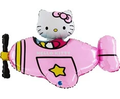 Hello Kitty lėktuvas rožinis folijos balionas 76 cm