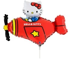 Hello Kitty lėktuvėlis raudonas mini folijos balionas 35 cm (WP)