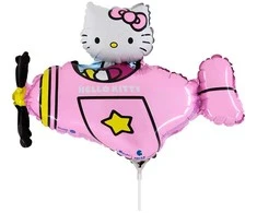 Hello Kitty lėktuvo rožinis mini folijos balionas 35 cm (WP)