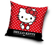 Hello Kitty raudonas aksominis pagalvės užvalkalas 40x40 cm