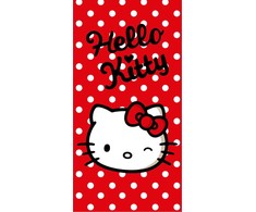 Hello Kitty raudonas vonios rankšluostis, paplūdimio rankšluostis 70x140cm (greitai džiūstantis)