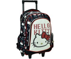 „Hello Kitty“ širdelės formos mokyklinis krepšys su ratukais, 46 cm