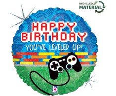 Holografinis folijos balionas „Happy Birthday Controller“, 46 cm