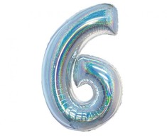 GoDan Balon foliowy B_C Cyfra6 hologr sreb CH-BHS6 44819