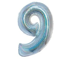 GoDan Balon foliowy B_C Cyfra9 hologr sreb CH-BHS9 44864