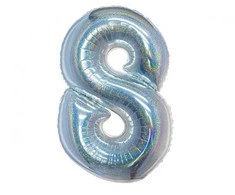 GoDan Balon foliowy B_C Cyfra8 hologr sreb CH-BHS8 44857