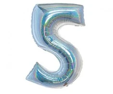 GoDan Balon foliowy B_C Cyfra5 hologr sreb CH-BHS5 44789