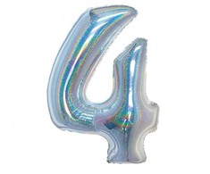 GoDan Balon foliowy B_C Cyfra4 hologr sreb CH-BHS4 44765