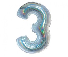 GoDan Balon foliowy B_C Cyfra3 hologr sreb CH-BHS3 44741