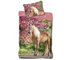 „Horses Cherry Blossom“ patalynės užvalkalas 140–200 cm, 70–90 cm