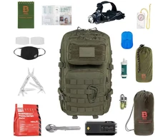 Išgyvenimo kuprinė 36L su įranga – ​​Brytzky Tactical Polygon Olive | 72 val. krepšys | Evakuacijos krepšys | Maišelis iš bėdų