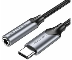 Vention BGMHA USB-C kištukas iki 3.5 mm lizdo 0.1 M adapteris (pilkas)