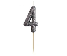GoDan Žvakių rinktuvas 4 juodi blizgučiai 11x3,5 cm